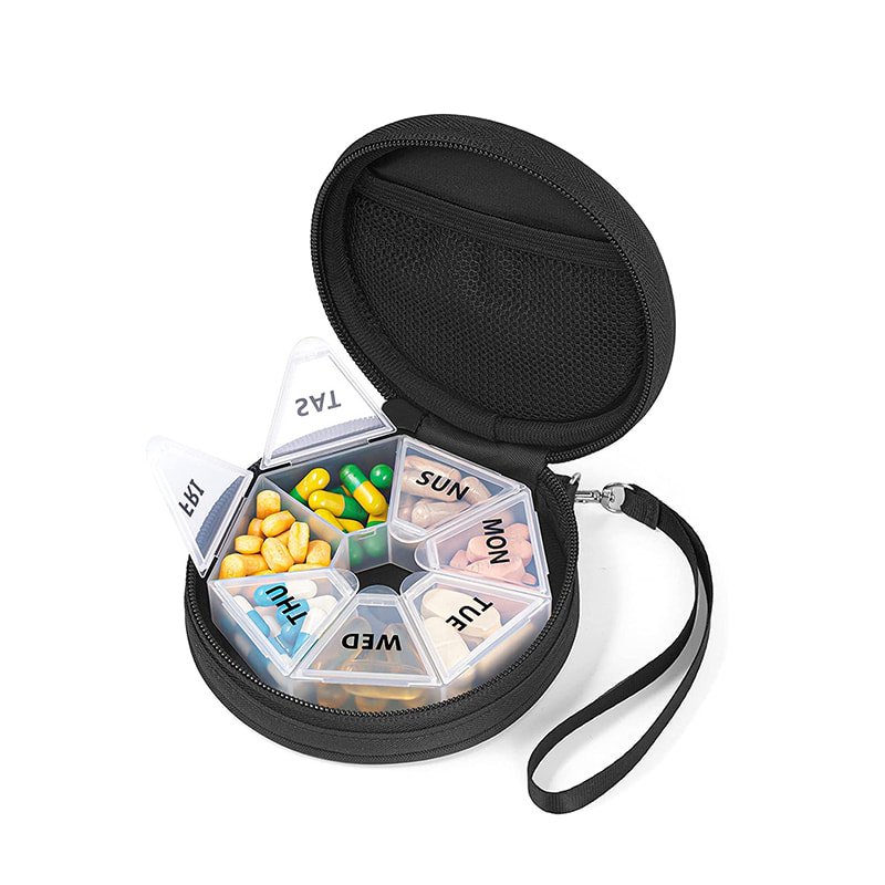 Premium draagbare reispilbox met ritssluiting