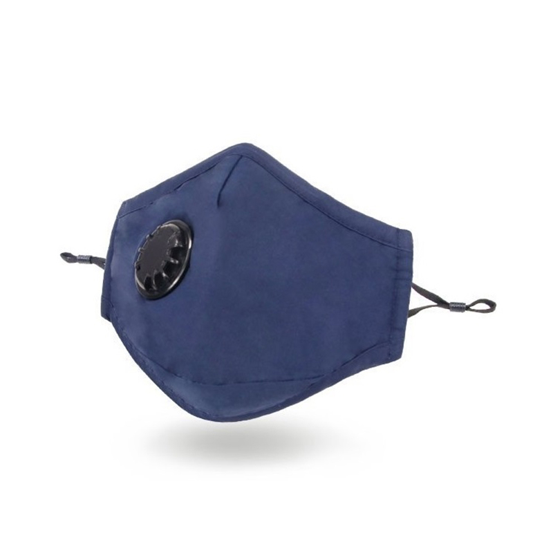 Wasbare marine katoenen masker met ademklep 